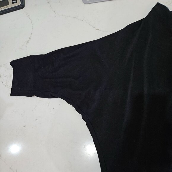 Eileen Fisher Black Dolman Sleeve Top Large Draped Knit Quiet Luxury - Picture 4 of 11